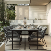 Luxury outdoor table with chairs and built in barbeque