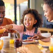 Family having breakfast stock photo